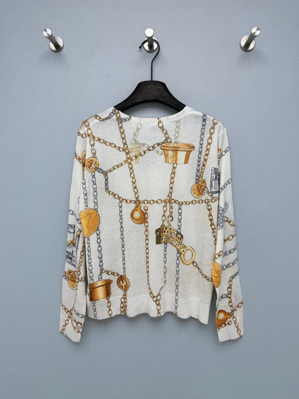 HM 26s Equestrian-Style Thin Knit Cardigan Wool 425156