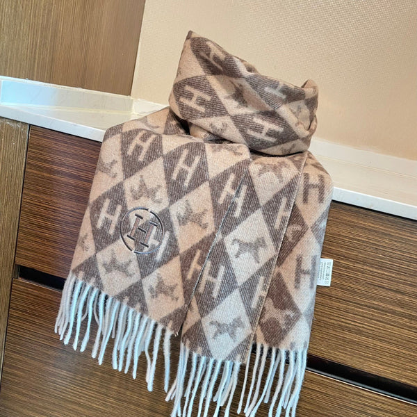 HM 25s Reversible Scarf 200cm Brown Beige Cashmere 960511