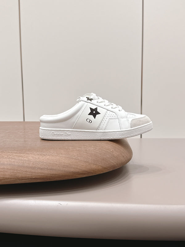 CD Dior Black Star Mule White Suede Leather 739311
