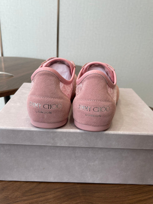 Jimmy Choo Sunny F Sneaker Pink Lace Leather