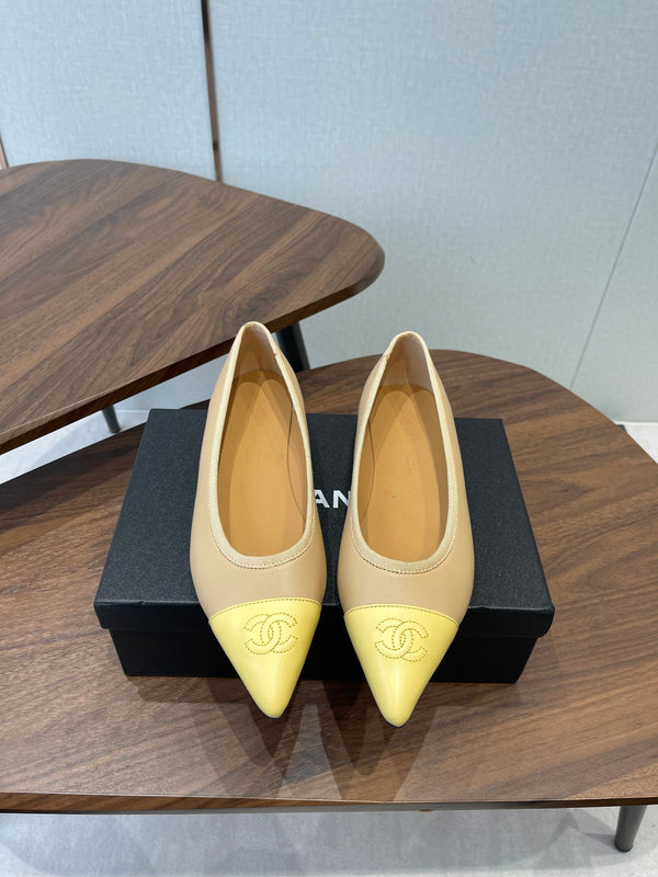 CC 26s Ballet Flats Beige Yellow Lambskin 624241