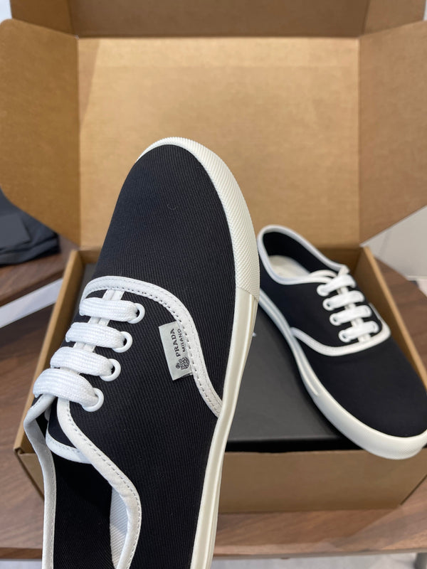 Prada 26ss Casual Shoes Black White Canvas 624430
