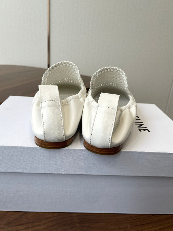 CL Ballet Lace-Up Shoe White Woven Lambskin 790672