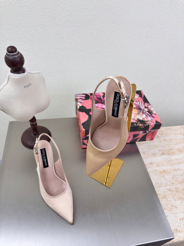DC Slingback Pumps Pink Nude Silk & Sheepskin 343140