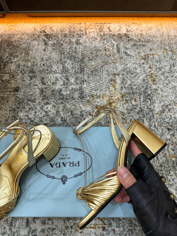Pra Heeled Sandals 7cm Gold Leather 804101