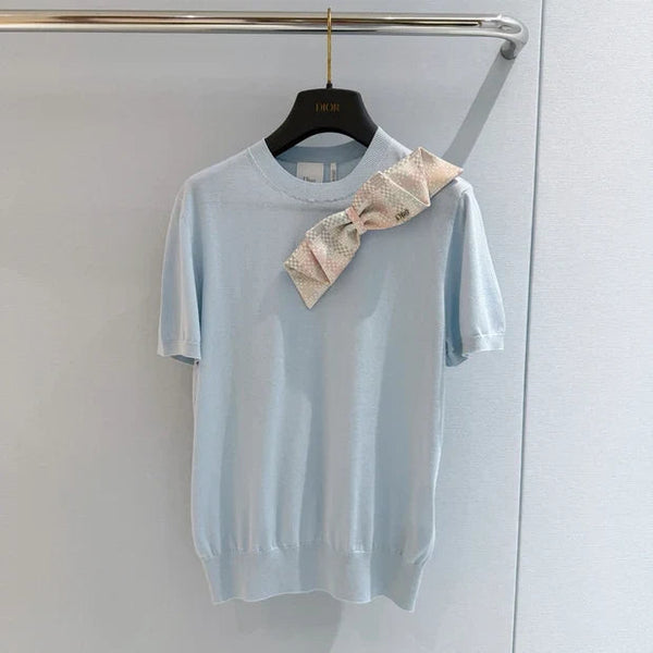 CD 2026 Bow T-shirt Blue Cotton 724418