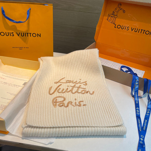 LV Exclusive Scarf 180cm White Wool 978802
