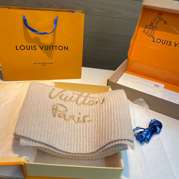 LV Exclusive Scarf 180cm Light Beige Wool 978803