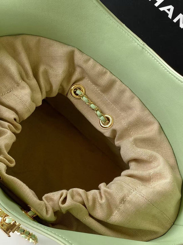 CC 2026 Basket Hobo Bag 35cm Matcha Green Calfskin