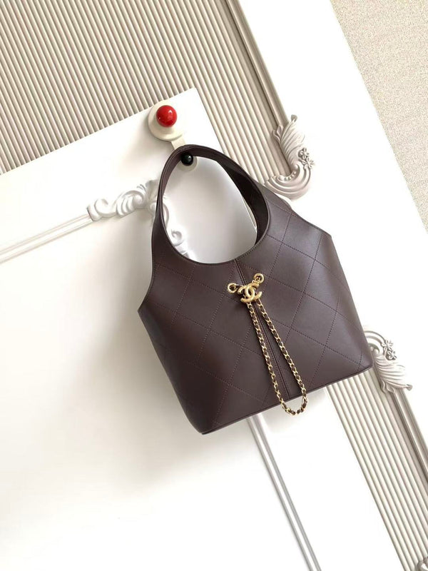 CC 2026 Basket Hobo Bag 35cm Coffee Calfskin