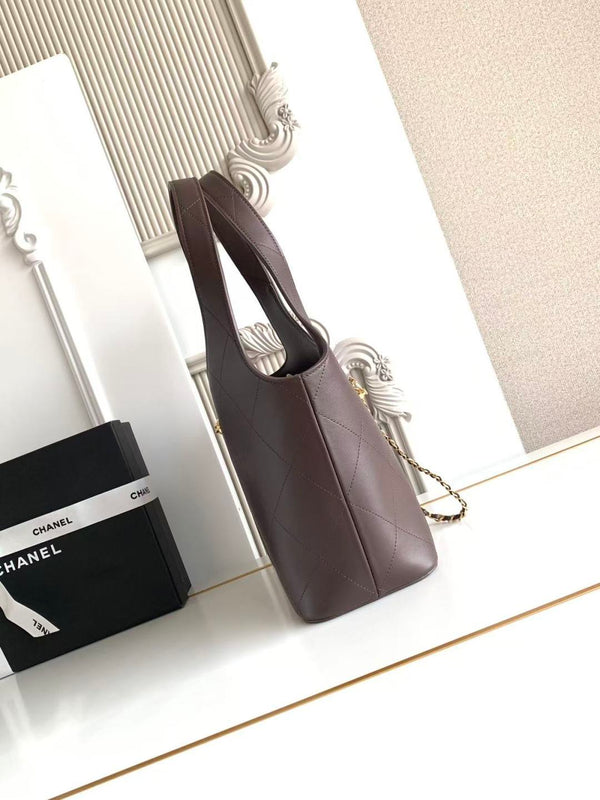 CC 2026 Basket Hobo Bag 35cm Coffee Calfskin