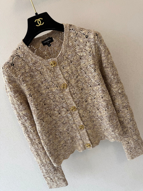 CC 26s Open Knit Cardigan Beige Cotton Wool 429779
