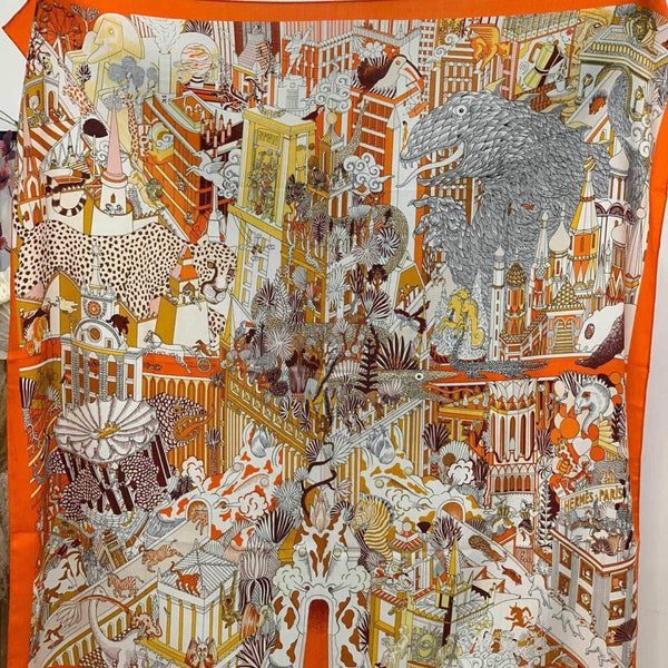 HM 25s The King Scarf 140cm Orange Multicolor Cashmere 973041