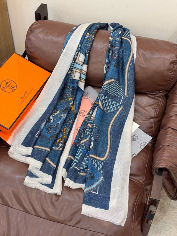 HM 26s Double-sided Scarf 200*100 Blue Jeans Cashmere 153174