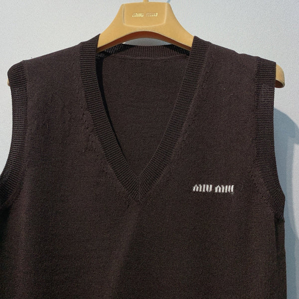 Miu Miu Sweater Vest Dark Brown Wool 342084