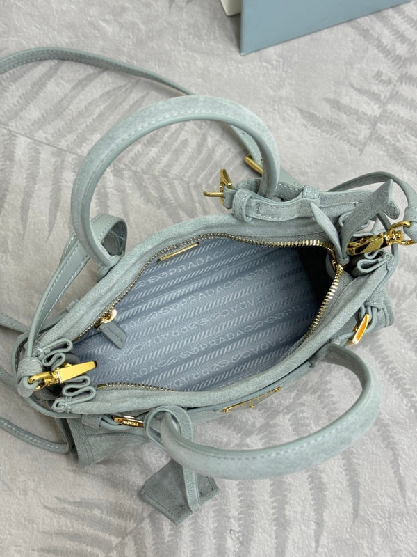 Pra Bonnie Bag 24cm Light Stale Blue Suede Leather 293794
