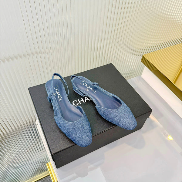 CC 26 Slingback Flat Blue Denim 714027