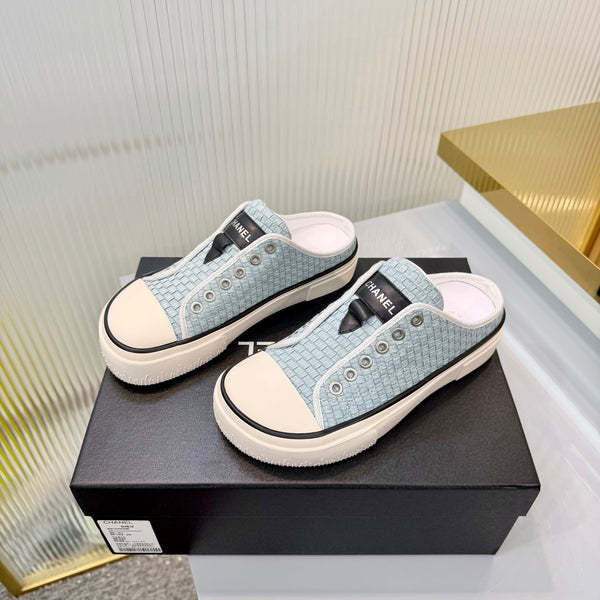 CC 26s Casual Sports Mules White Blue Denim 924004