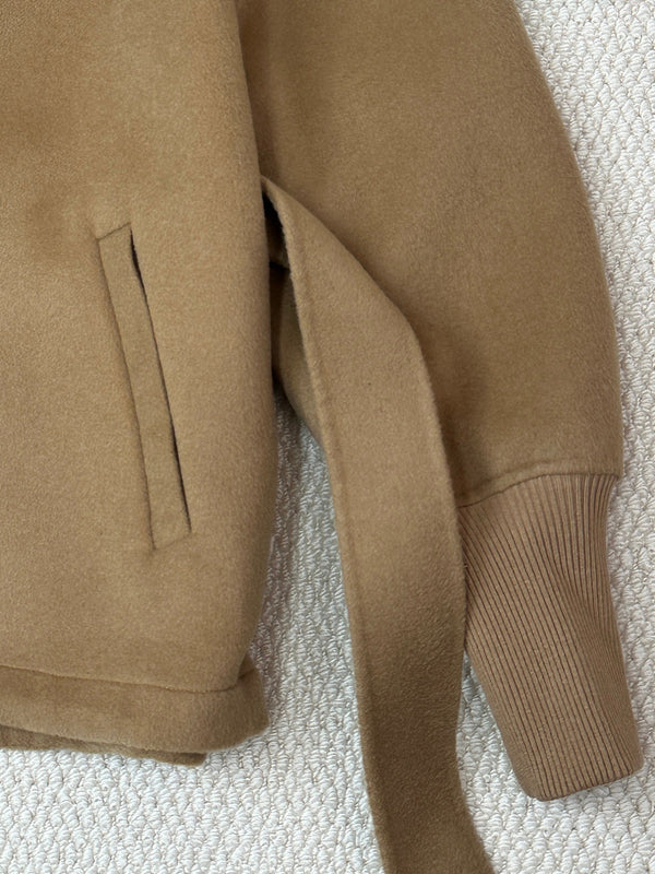 Prada 25 Hooded Coat Camel Wool 637350