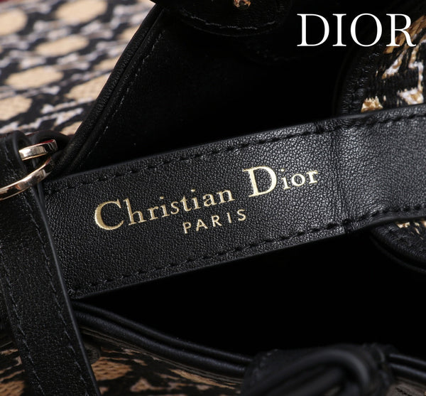 CD Toujours Bag 37 Diamond Black Beige Leather