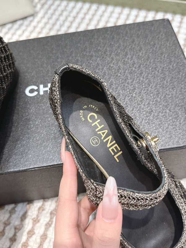 CC 25s AW Ballet Flat Black Sequin Woven 612351