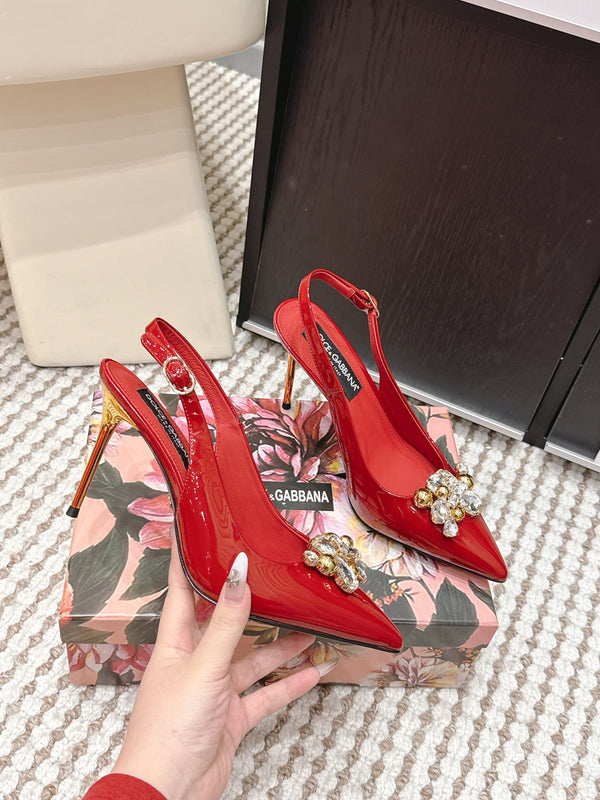 DG Rainbow Slingbacks Red Patent Leather 663072