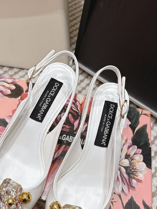 DG Rainbow Slingbacks White Patent Leather 663074