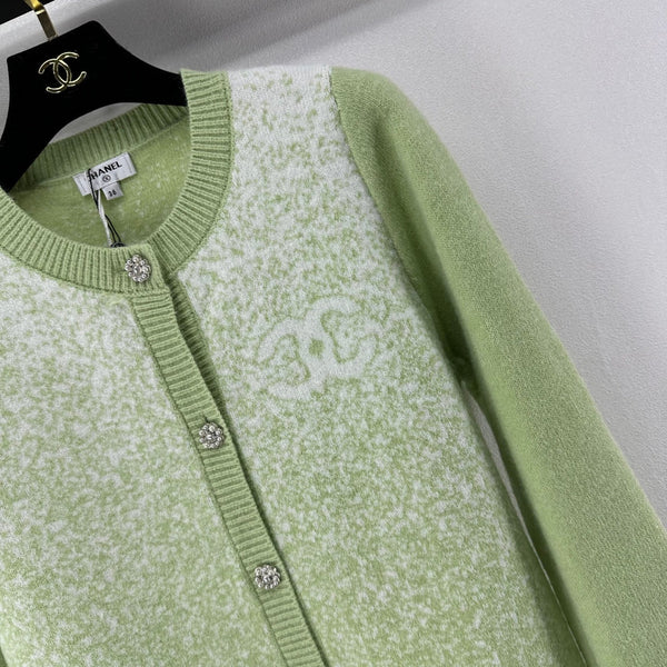 Chanel 2025 Knitted Cardigan Green Wool 329296