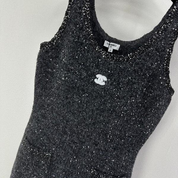 CC 26C Vest Dress Dark Grey Sequin Tweed 349039