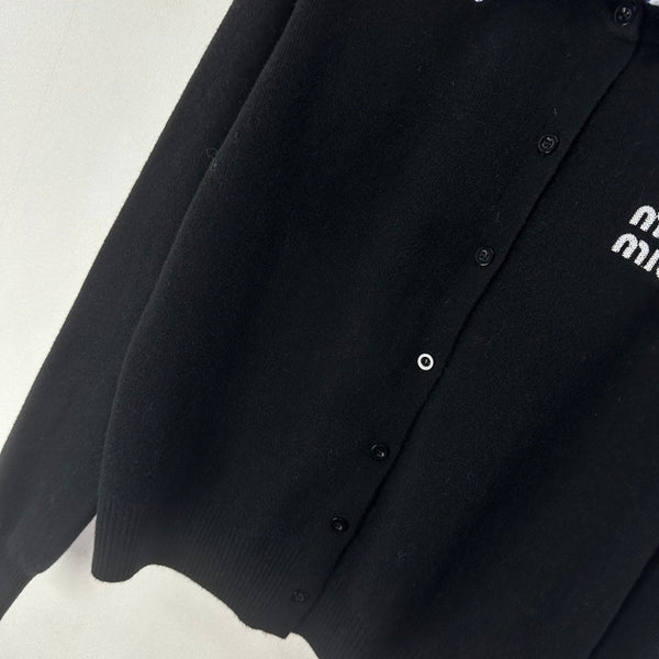 Miumiu 2026 Knit Long-Sleeve Cardigan Black Wool Acrylic Nylon 349049