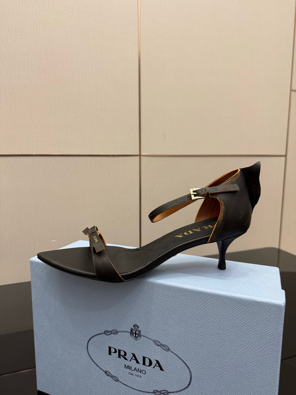 Prada 2026 Pointed-Toe High Heels Sandals 30mm Cowhide 791728