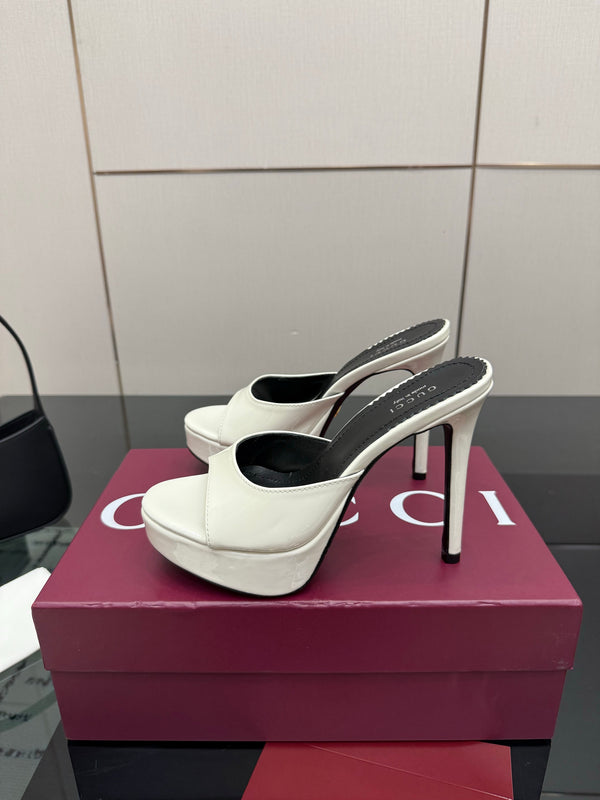 GG 26s Sandal 12cm White Patent Leather 828218