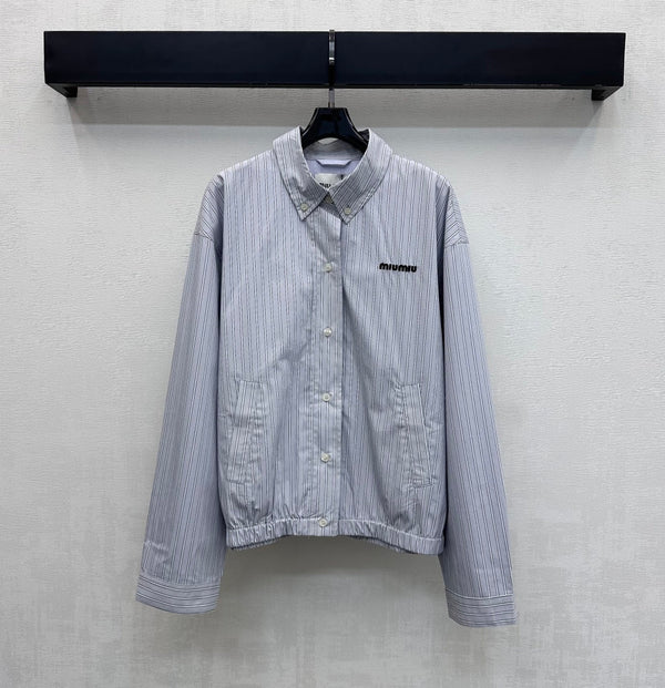Miu Miu Jacket Striped Grey Cotton 341902