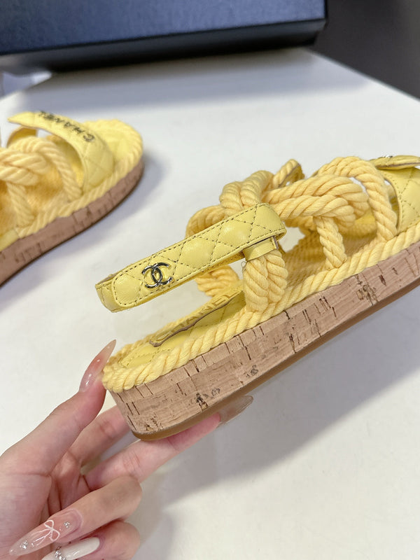 CC 2026 Sandal Yellow Rope Calfskin 675898