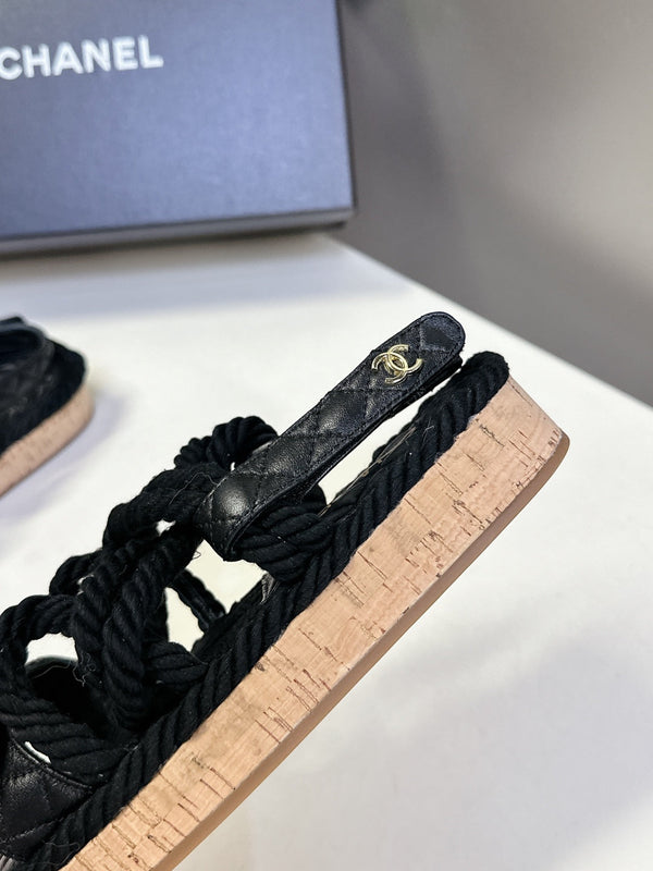CC 2026 Sandal Black Rope Calfskin 675900