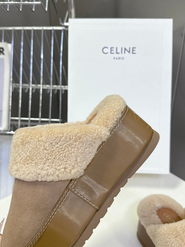 CL 26s Wedge Mules In Sand Beige Suede And Wool