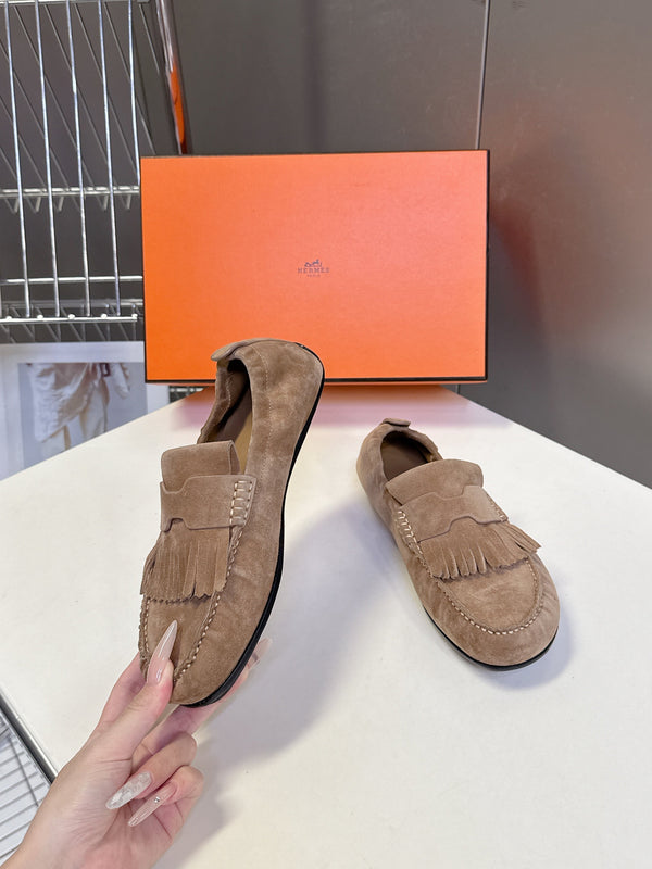 HM 26S Nod Loafers 1.5cm Khaki Suede 113810