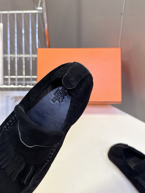 HM 26S Nod Loafers 1.5cm Black Suede 113812