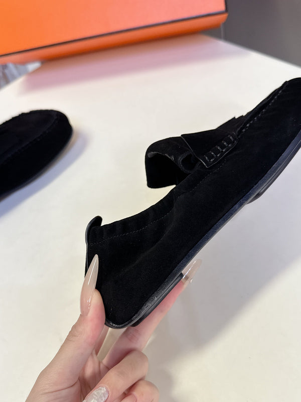HM 26S Nod Loafers 1.5cm Black Suede 113812