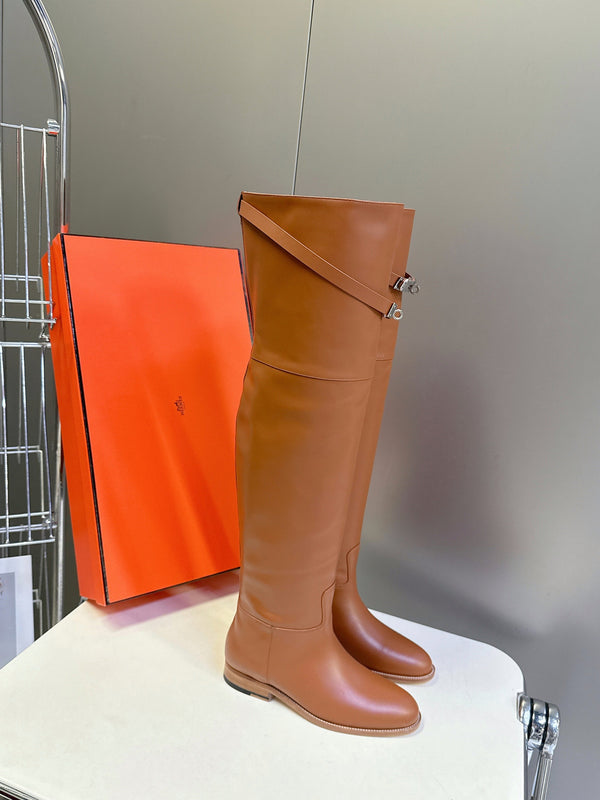 HM 26S Over The Knee Jumping Boots 2.5cm Tan Leather 113817