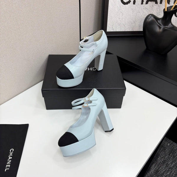 CC 25S Mary Jane Platform 11cm Cloud Blue Calfskin Grosgrain