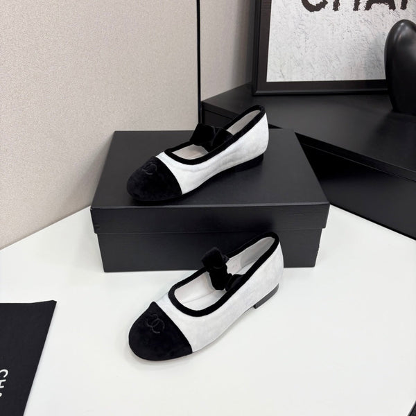 CC 25 Mary Janes In Black White Velvet And Sheepskin 352464