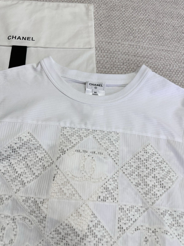 CC 25 Appliqué Short Sleeves T-shirt White Cotton