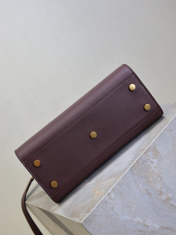 Prada Sac De Jour Nano 26cm Dark Burgundy Grain Cowhide GHW