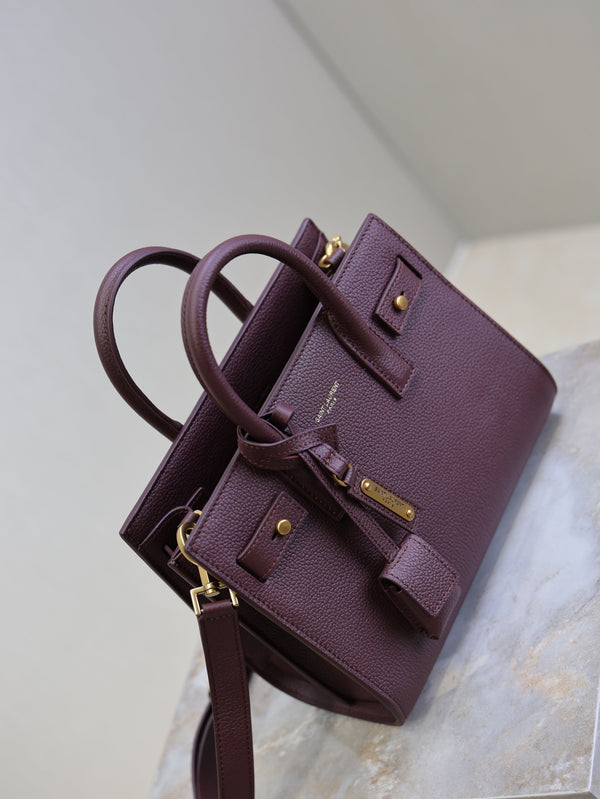 Prada Sac De Jour Nano 22cm Dark Burgundy Grain Cowhide GHW