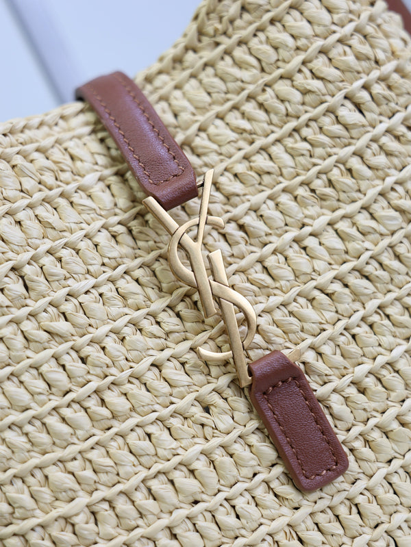 Prada LE 5A7 Mini 15cm Brown Beige Raffia Leather GHW
