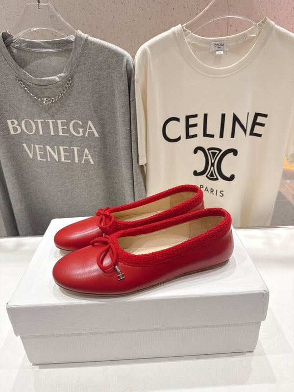 CL  26s Ballet Flats In Red Calfskin With Bow