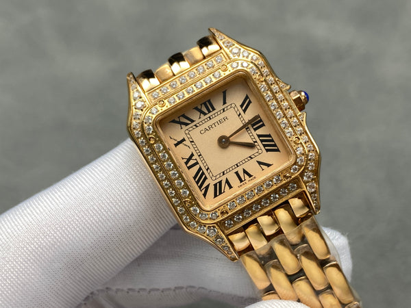 Panthere 27mm Pink Gold Case Diamond Bezel