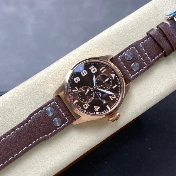 IWC Big Pilot 46mm Brown Dial Pink Gold Case Leather Strap