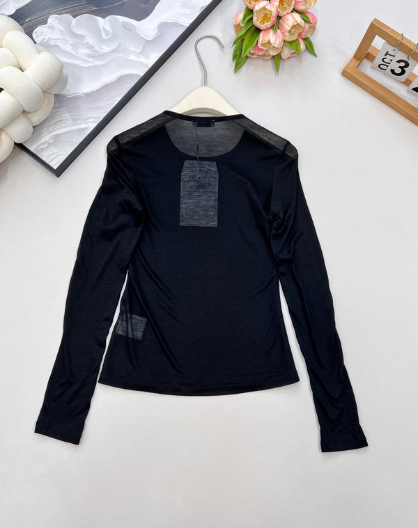CC 25 Long sleeve T-shirt White And Black Tencel 385T2